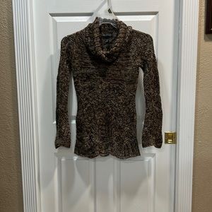 Long sleeve cowel neck sweater with Small sequins randomly throughout.